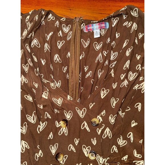 Urban Outfitters Juliette Heart Printed Brown Short Sleeve Romper - Picture 4 of 7